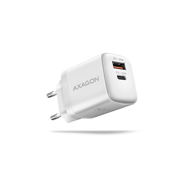 AXAGON Wall Charger 2x port (USB-A+USB-C), 30W | ACU-PQ30W
