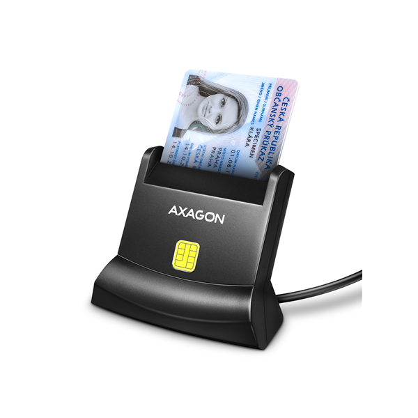 AXAGON Universal desktop USB contact Smart card/ID card reader with long, USB-A cable | CRE-SM4N