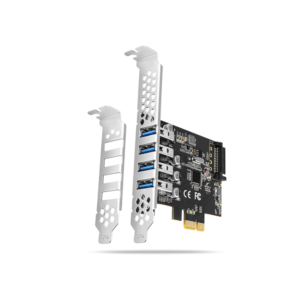AXAGON PCI-Express card with four external USB 3.2 Gen1 ports with dual power | PCEU-43RS