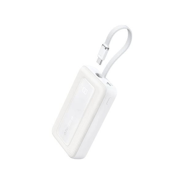 Anker Power Bank, Built-In USB-C Cable, 30W | A1688H21 | 10000 mAh | White