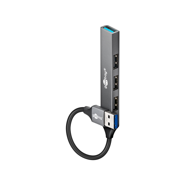 Goobay Slim 4-Port USB Hub, USB-A to USB-A, 5 Gbit/s | 74456