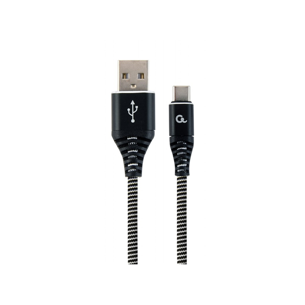 Cablexpert | Premium cotton braided Type-C USB charging and data cable, 1 m | CC-USB2B-AMCM-1M-BW