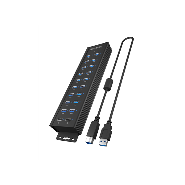 Raidsonic | 20-in-1 USB HUB with power supply, on/off button and mounting brackets | IB-HUB1720-U3