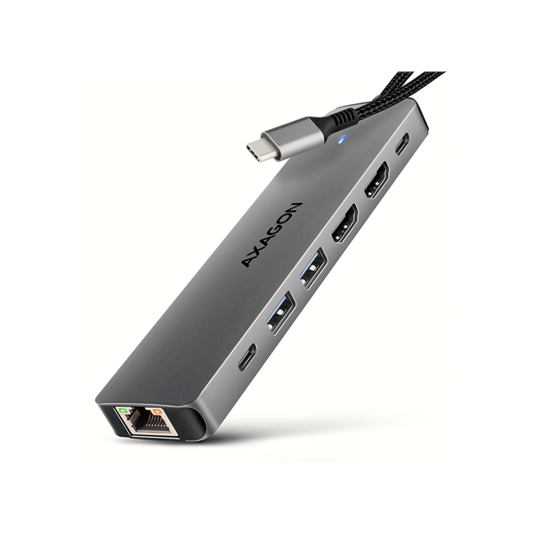 AXAGON USB-C 5Gbps DUAL 4K DISPLAY 7in1 Hub | HMC-7HX2