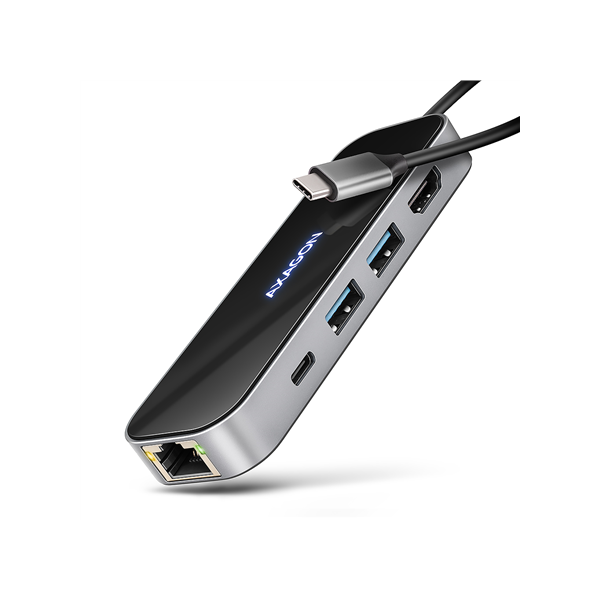 AXAGON USB-C 5Gbps GLASS 6in1 Hub | HMC-6GLN