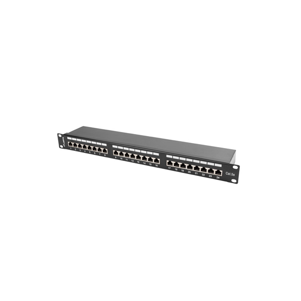 Lanberg | Patch Panel 24 Port 1U 19" CAT.5E FT with Cable Organizer Shielded | PPS5-1024-B | Black