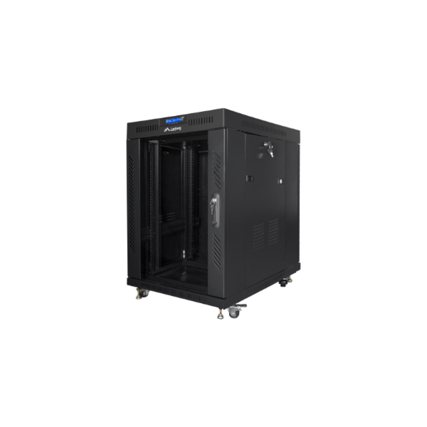 Lanberg | Rack cabinet 19" free-standing 15U/600x800 (flat pack) with glass door, LCD | FF01-6815-12BL | Black