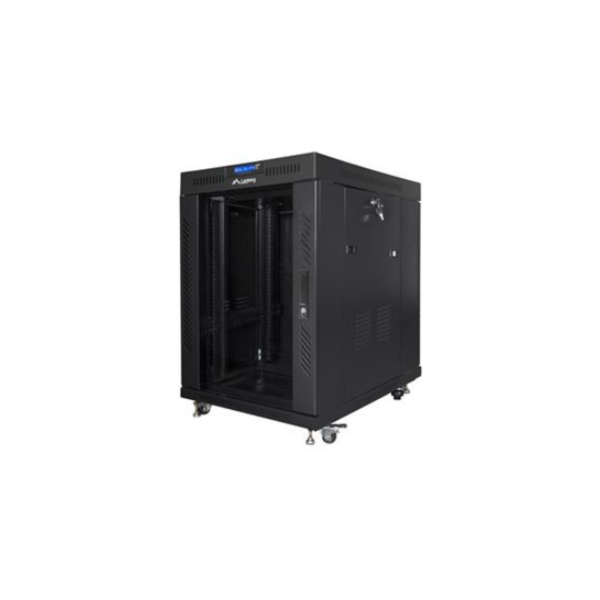 Lanberg | Rack cabinet 19" free-standing 15U/800x1000 (flat pack) with glass door, LCD | FF01-8015-12BL | Black