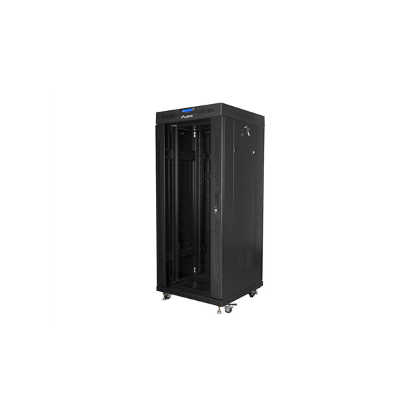 Lanberg | Rack cabinet 19" free-standing 27U/600x600 (flat pack) with glass door lCD V2 | FF01-6627-12BL | Black