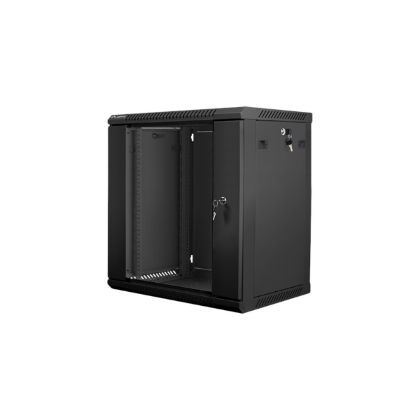 Lanberg | Rack cabinet 19" wall-mount 12U/600x450 (flat pack) with glass door | WF01-6412-10B | Black