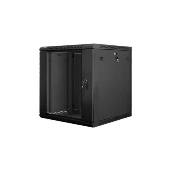 Lanberg | Rack cabinet 19" wall-mount 12U/600x600 (flat pack) with glass door | WF01-6612-10B | Black