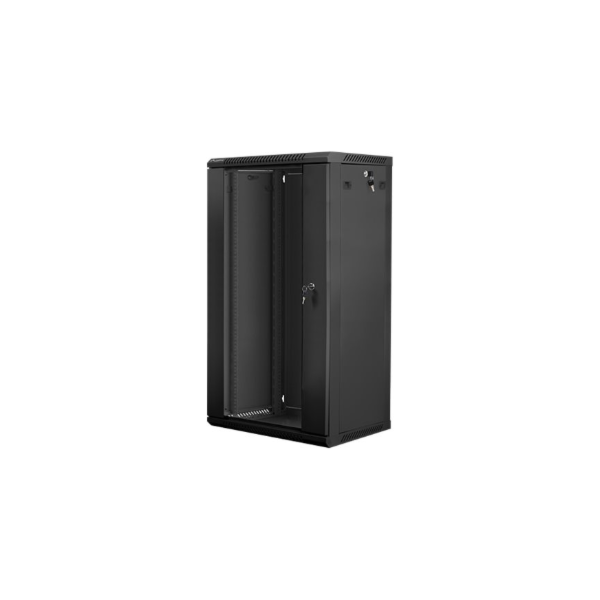 Lanberg | Rack cabinet 19" wall-mount 22U/600x450 (flat pack) with glass door | WF01-6422-10B | Black