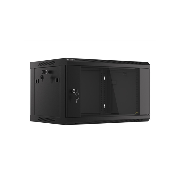Lanberg | Rack cabinet 19" wall-mount 6U/600x450 (flat pack) with glass door V2 | WF01-6406-10B | Black