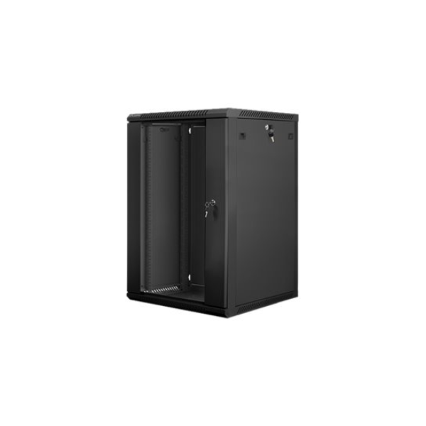 Lanberg | Rack cabinet 19" wall-mount 18U/600x600 (flat pack) with glass door | WF01-6618-10B | Black