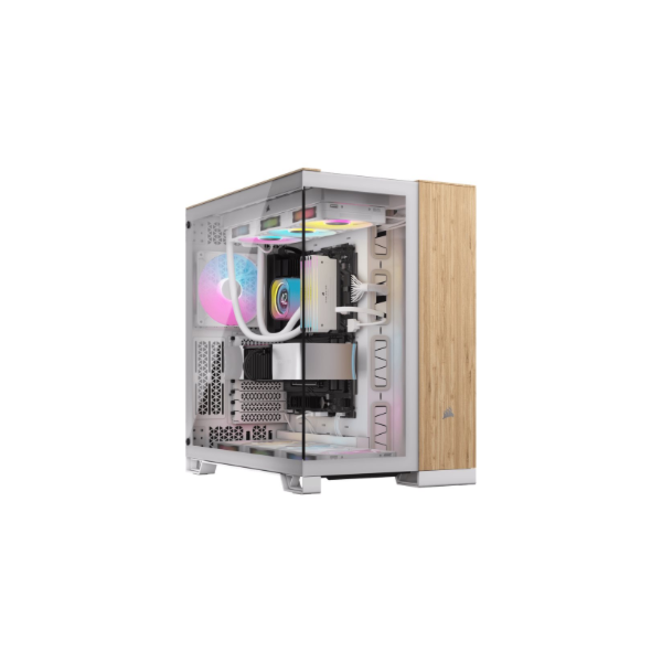 Corsair Dual Chamber PC Case | 6500X | White/Bamboo wood | Mid Tower | Power supply included No