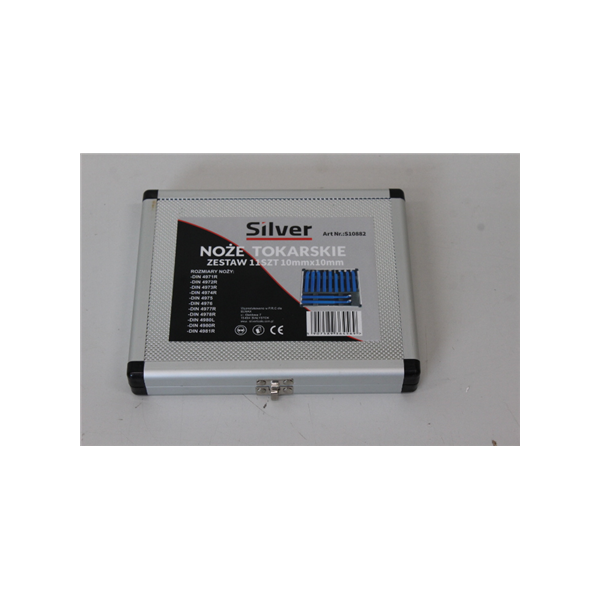 SALE OUT. TURNING KNIVES IN A CASE 10x10mm / 11 pcs. SUITCASE /SILVER | Geko BROKEN LOCK, SCRATCHED PAINT