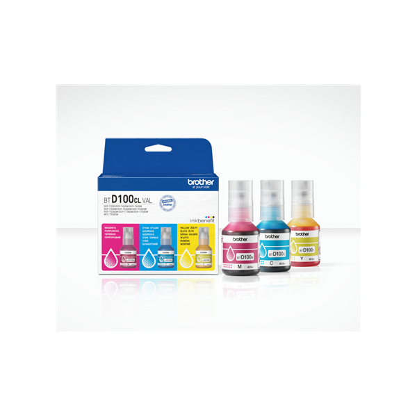 Brother BTD100CLVAL | Multipack Ink Bottles | Magenta, Cyan, Yellow