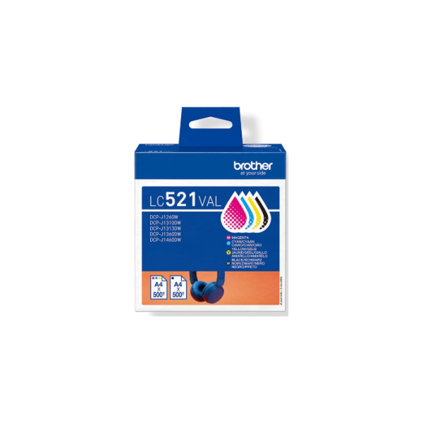 Brother LC521VAL | Ink Cartridge | Black, Cyan, Magenta,Yellow