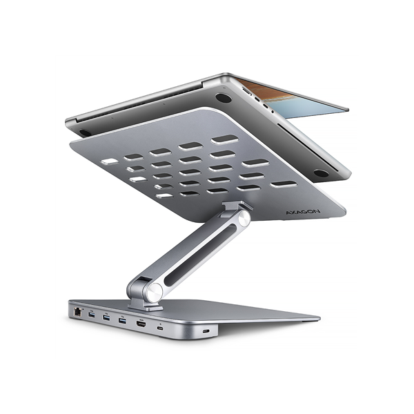 AXAGON Desk Mount | HMC-STND USB-C 5Gbps Stand and Hub 7in1 | Adjustable Height, Tilt | 10-16 " | Aluminum