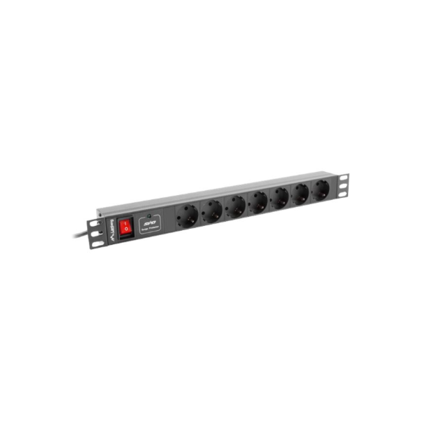 Lanberg | Power Distribution unit (PDU) 19" 1U 10A 2M 7X Schuko Outlets | PDU-07F-0200-IEC-BK