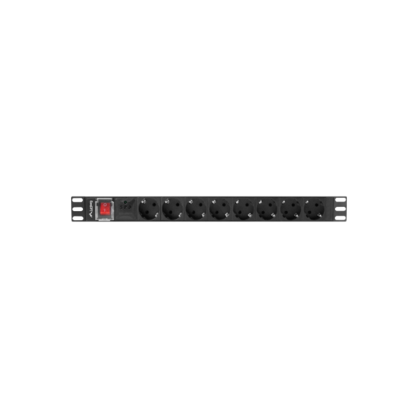 Lanberg Power Distribution unit (PDU) 19" 1U 16A 2m 8X Schuko oulets | PDU-08F-0200-BK