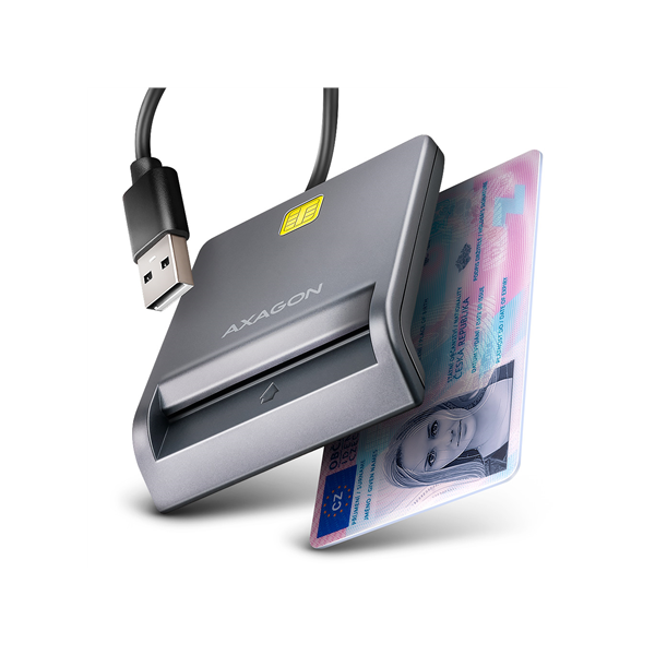 AXAGON Compact desktop USB contact Smart card/ID card reader with long USB-A cable | CRE-SM3T