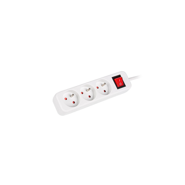 Lanberg Cable Power Strip, 3X French Outlets with Switch, Quality-Grade Copper, 1.5 m | PS1-03E-0150-W