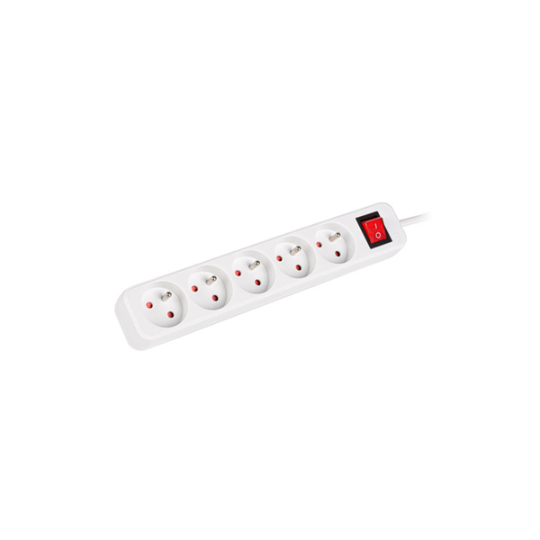 Lanberg Cable Power Strip, 5X French Outlets with Switch, Quality-Grade Copper, 3 m | PS1-05E-0300-W