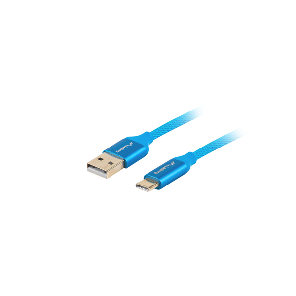 Lanberg USB Type-C to USB Type-A 2.0 Cable Blue QC 3.0 Premium, 1.8 m | CA-USBO-22CU-0018-BL | USB Type-C to USB Type-A