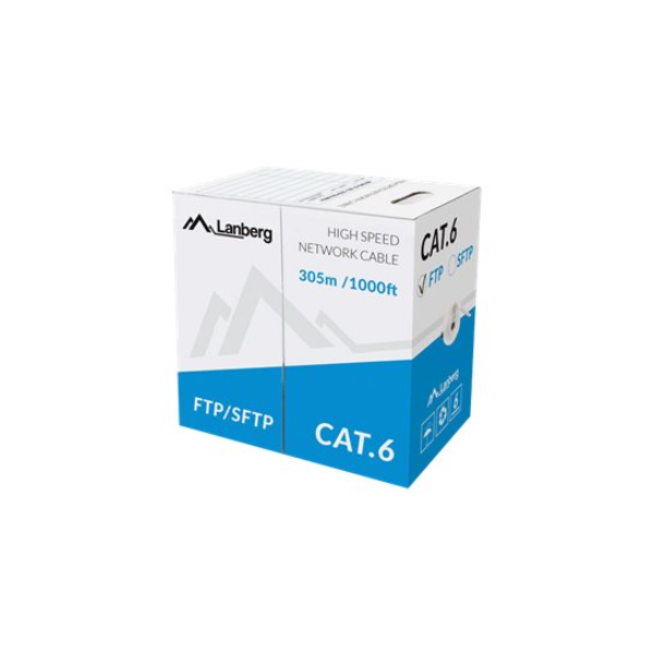 Lanberg LAN Cable Cat.6 FTP, Solid CU Grey CPR + Fluke Passed | LCF6-11CU-0305-S | 305 m