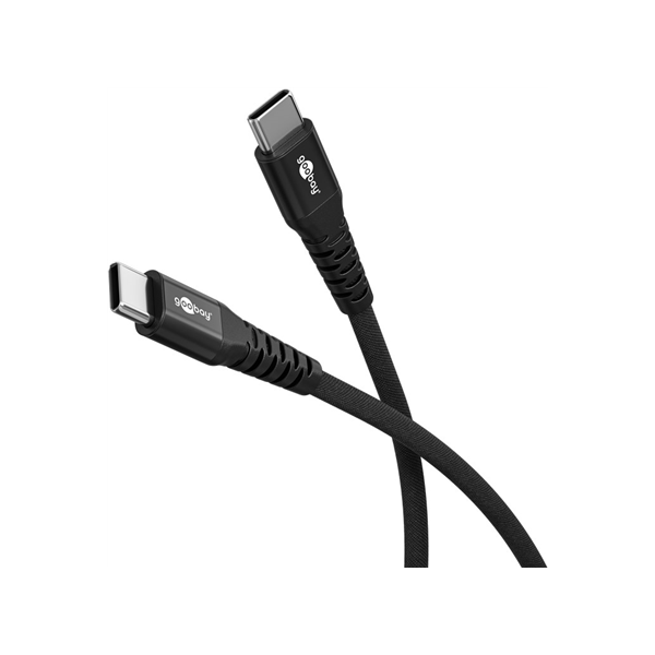 Goobay USB-C Supersoft Textile Cable with Metal Plugs, 1 m, black | Goobay
