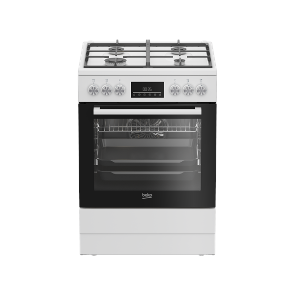 BEKO Cooker | FBM62330GWDTN | Hob type Gas | Oven type Electric | White | Width 60 cm | Grilling | LED | Depth 60 cm | 72 L