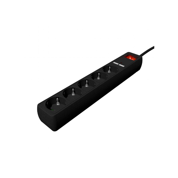 EnerGenie SPG5-U2-5-02 Power strip with USB charger, 5 sockets, 1.5 m, USB 2A, black | EnerGenie