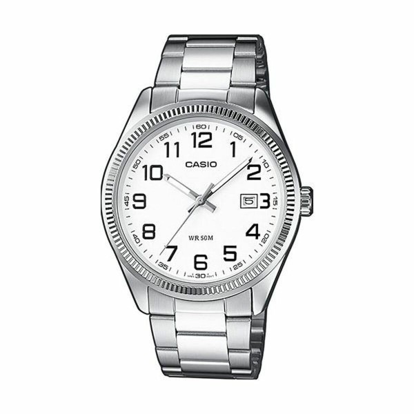 Unisex Watch Casio DATE White Silver (Ø 39 mm) (Ø 38,5 mm)
