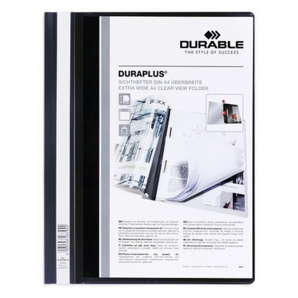Dokumentų segtuvas Durable Duraplus Juoda Skaidrus A4 25 Dalys
