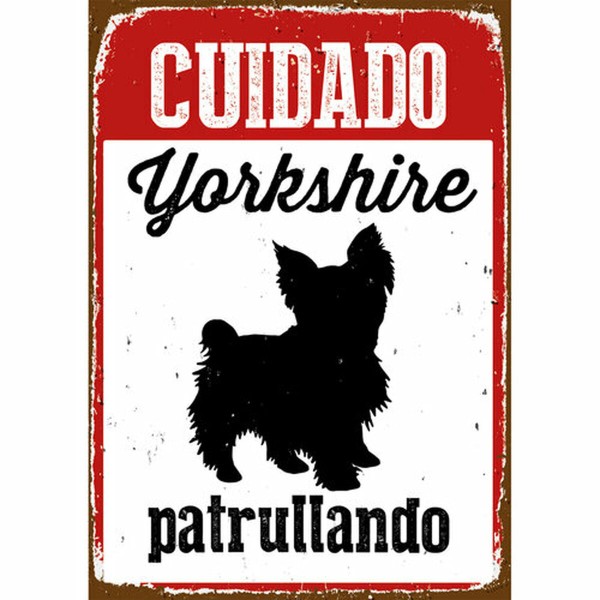 Virkamerkki Magnet & Steel Cuidado Yorkshire Patrullando 14,8 x 21 cm