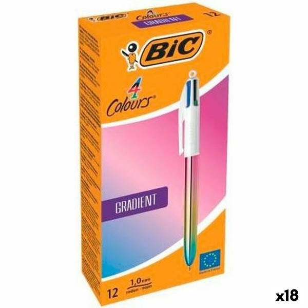 Lodīšu Pildspalvu Komplekts Bic GRADIENT Daudzkrāsains 0,32 mm (18 gb.) (12 Daudzums)