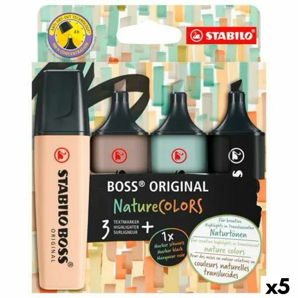 Набор флуоресцентных маркеров Stabilo BOSS ORIGINAL NATURECOLORS Разноцветный 4 Предметы (5 штук)