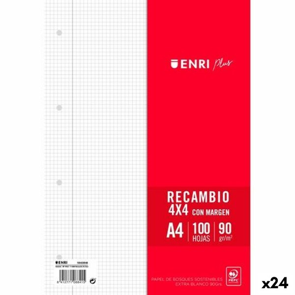 Aizvietošanas lapas ENRI Balts A4 100 Loksnes (24 gb.)