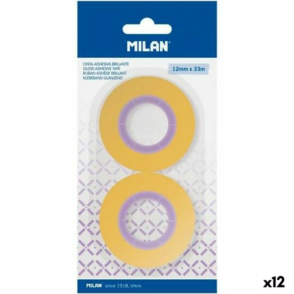 Adhesive Tape Set Milan Yellow 12 mm x 33 m 2 Pieces (12 Units)