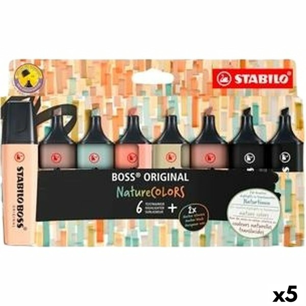 Šviečiančių markerių rinkinys Stabilo BOSS ORIGINAL NATURECOLORS Spalvotas 8 Dalys (5 vnt.)
