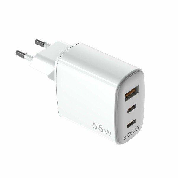 Сетевое зарядное устройство Celly UPTC1USB2USBC65 Белый