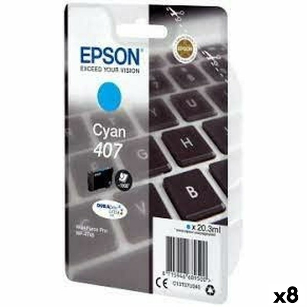 Alkunperäinen mustepatruuna Epson Nº 407 Syaani (8 osaa)