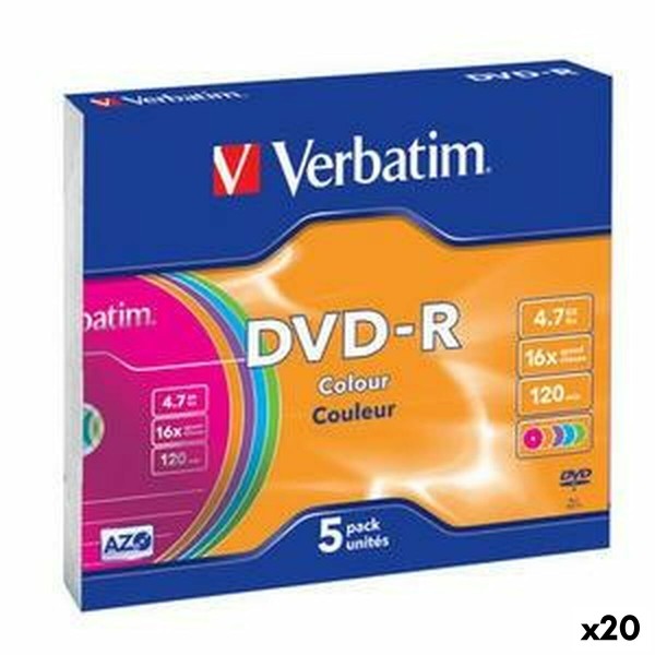 DVD-R Verbatim Colour 4,7 GB 16x 5 Tükid (20 Ühikut)