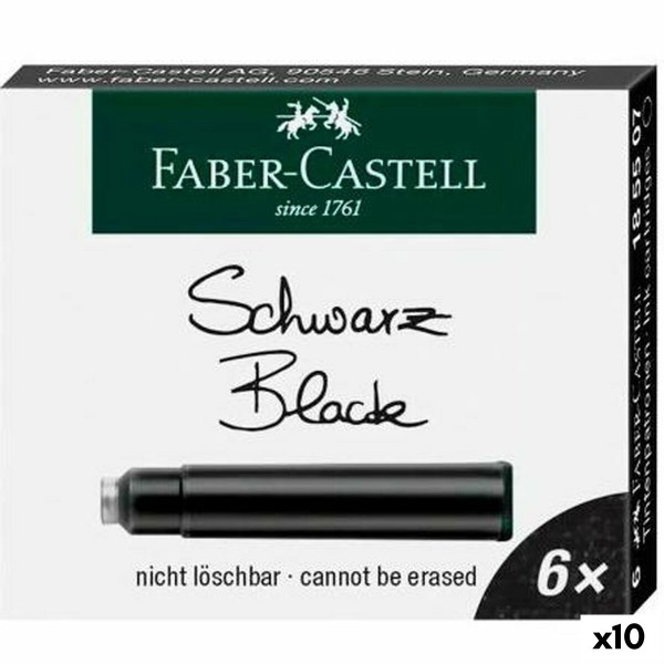Pastapliiatsi tindi täide Faber-Castell Must 6 Tükid, osad (10 Ühikut)