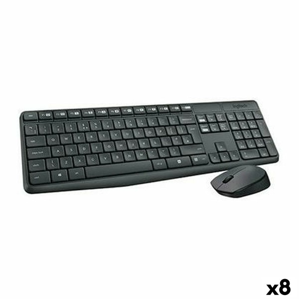 Клавиатура и мышь Logitech MK235 Чёрный Испанская Qwerty (8 штук)