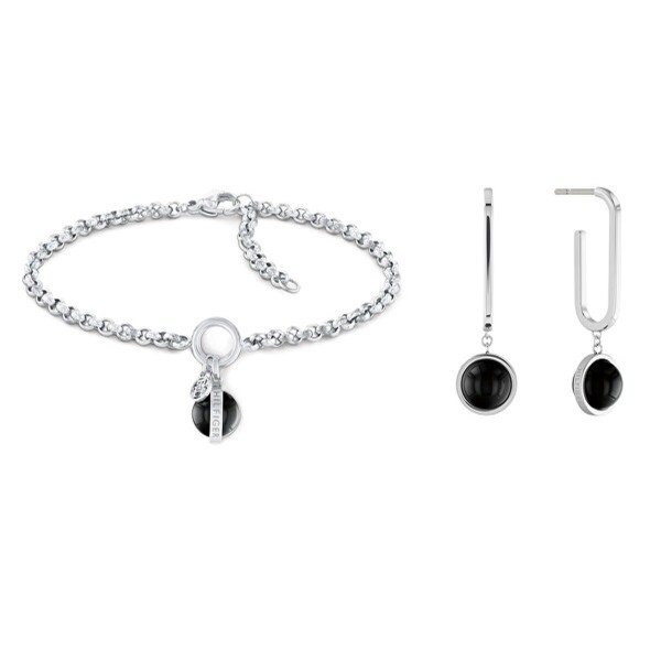 Bracelet and Earrings Set Tommy Hilfiger 2770171 Black Silver