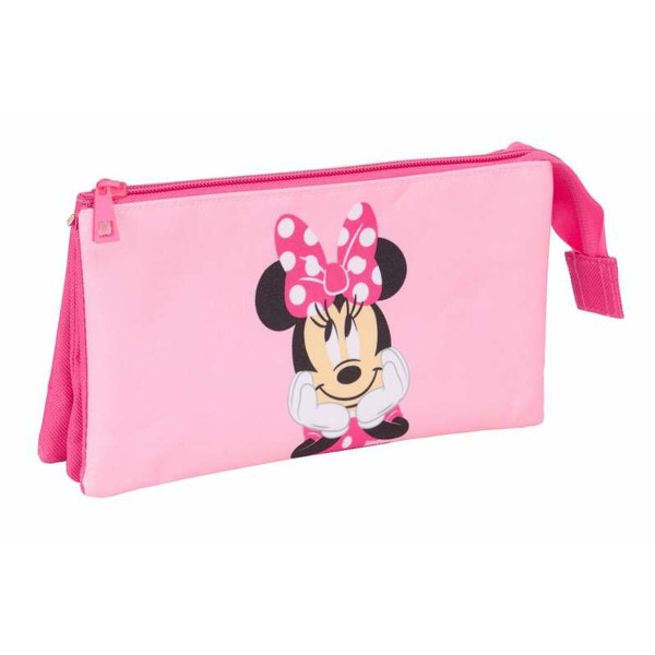 Kolme tõmblukuga pliiatsikarp Minnie Mouse Roosa 22 x 12 x 3 cm