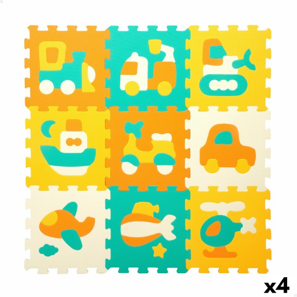 Kilimas Puzlė Colorbaby Spalvotas Plastmasinis EVA 90 x 90 cm Transporto priemonių 9 Dalys (4 vnt.)