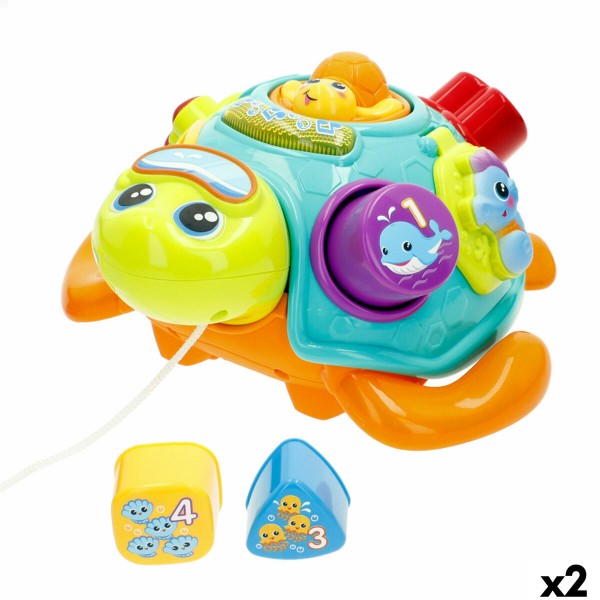 Pull-along toy Winfun 23 x 12 x 23 cm Tortoise Multicolour (2 Units)
